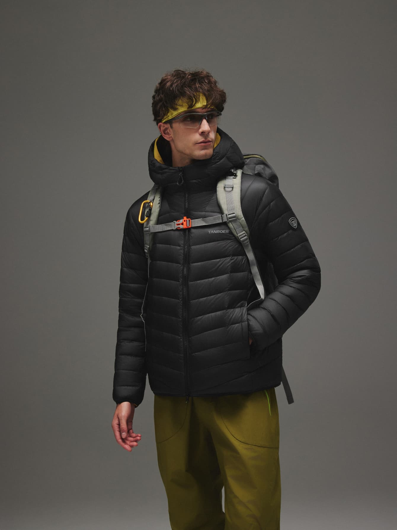 TANBOER Lightweight Goose Down jacket Men's Hooded Short Inner