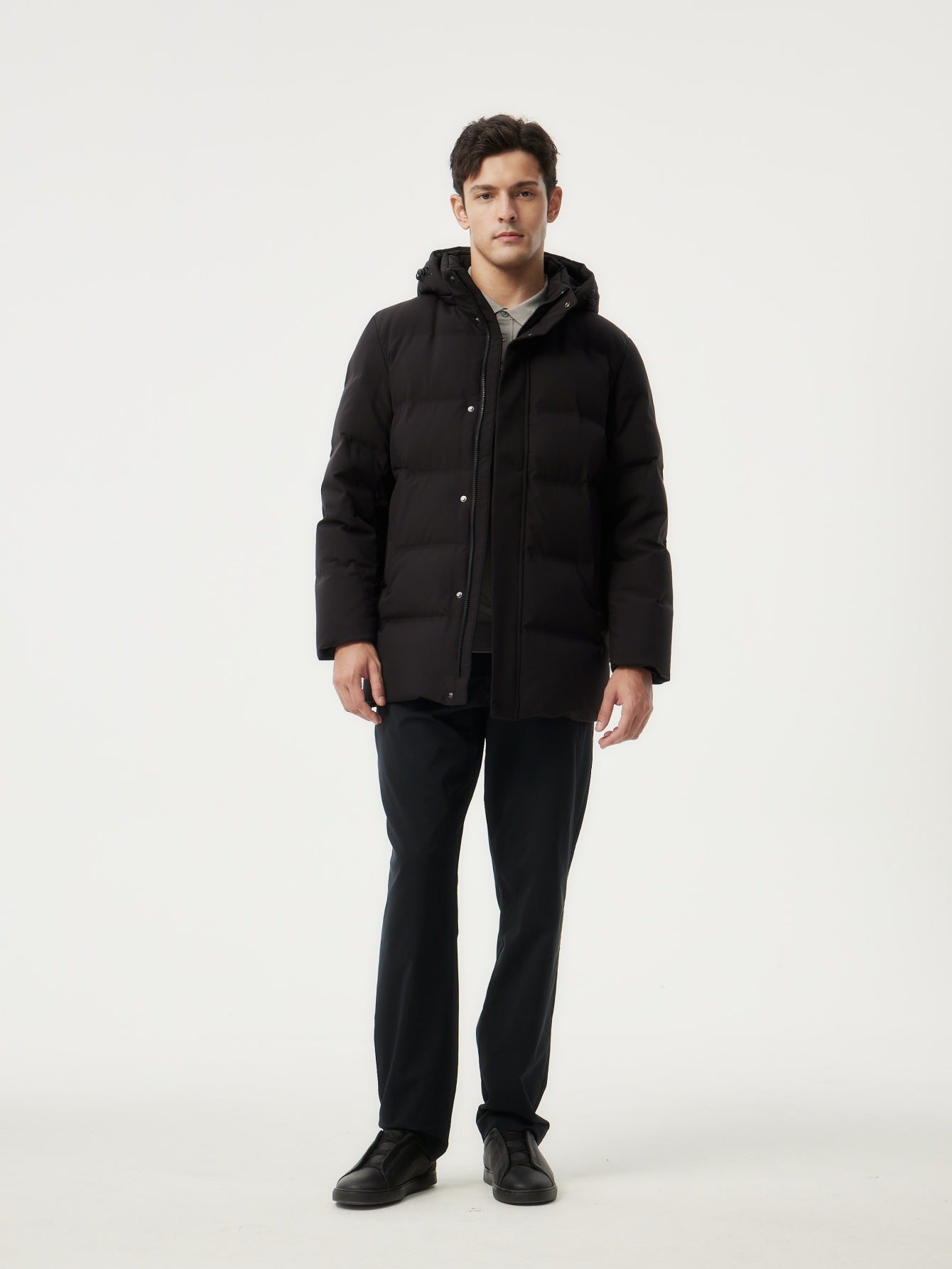 TANBOER Men's Business Windproof Down Jacket with Detachable Hood