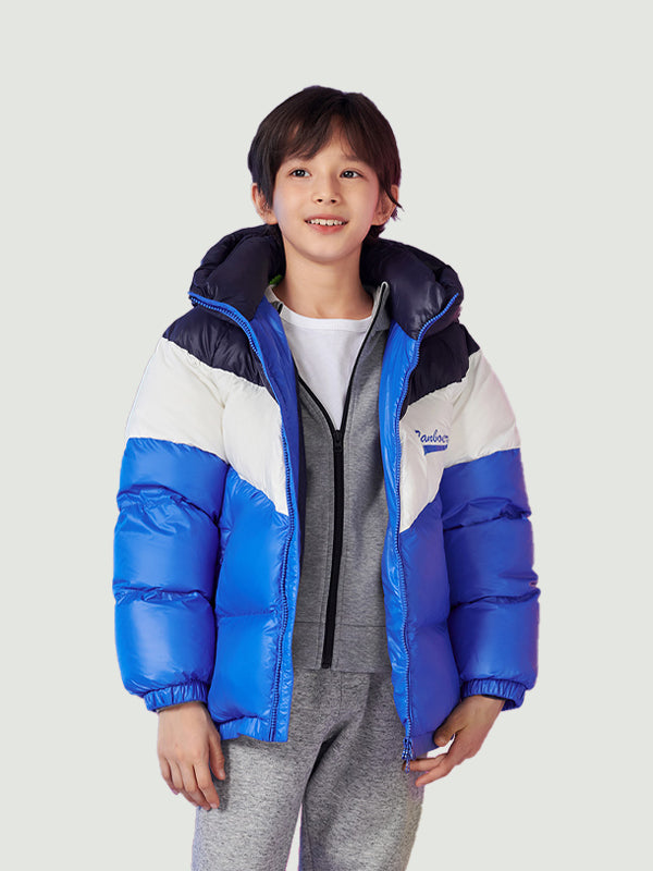 TANBOER Children's Down Jacket Contrast Hooded Winter Coat