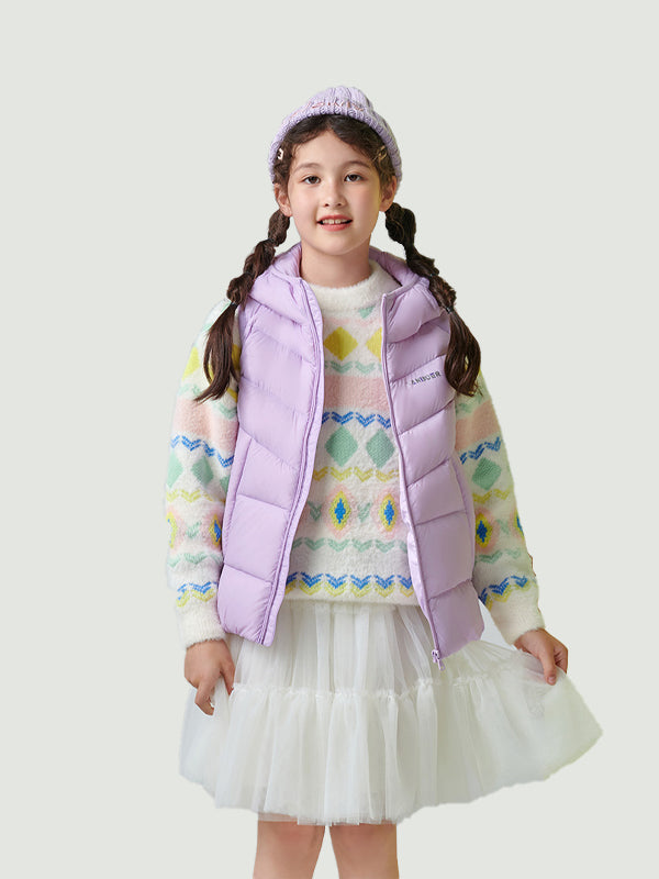 TANBOER Children's Hooded Soft and Light Winter Down Vest